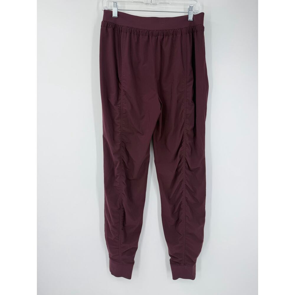 Athleta Attitude Lined Pants Womens 8 Tall Ruched Burgundy Athletic Jogger Dance - Picture 7 of 13